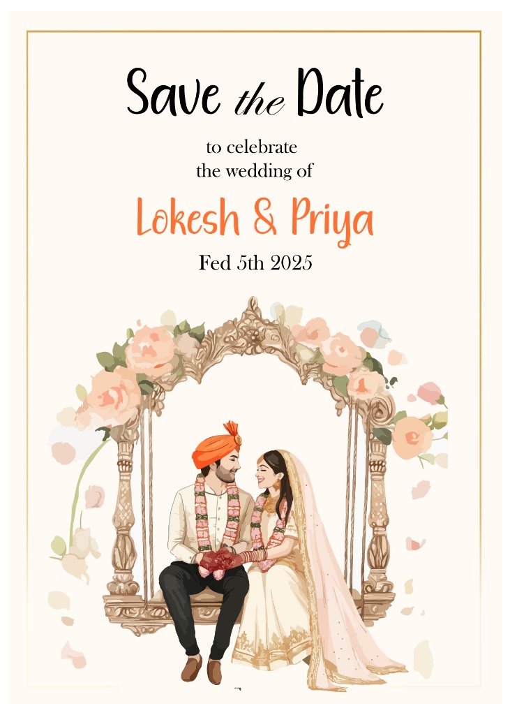 Lokesh & Priya - Royal Swing Card